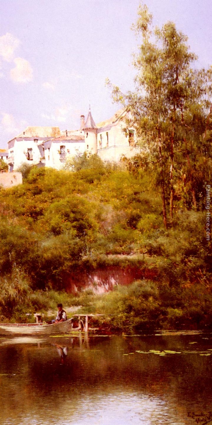 Boating At The Edge Of The Town painting - Emilio Sanchez-Perrier Boating At The Edge Of The Town art painting